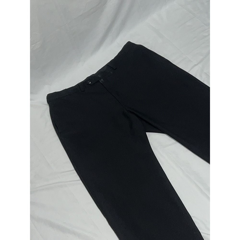 Haggar Men's 38x34 Black Eclo Stria Classic Fit Button Waist Dress Pants Read
